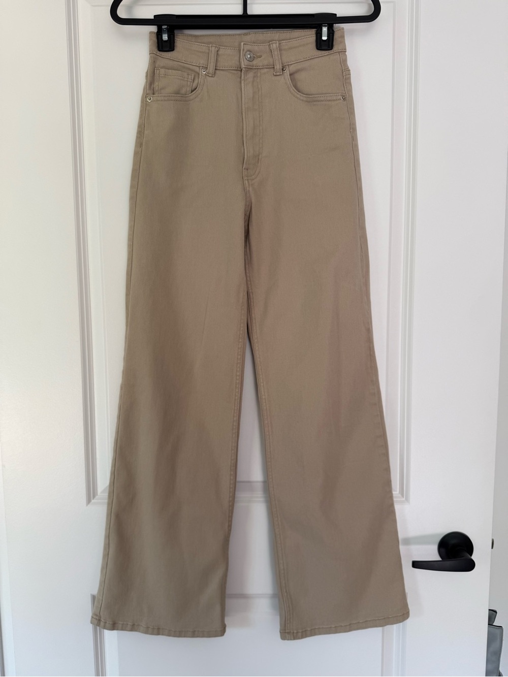 High-Rise Wide Leg Jeans in Beige